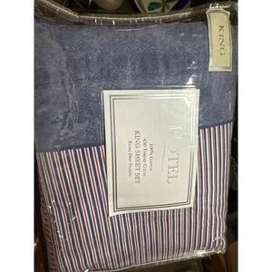 Hotel 100% Cotton 450 Thread Count King Sheet Set Blue Red White Deep Pocket